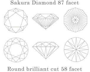 Decagon-shaped, eighty-seven facet and flower-shape cut diamond